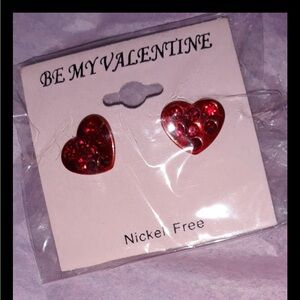 Be my valentine Heart Shaped Red Crystal Earrings NEW